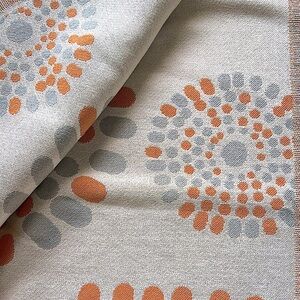 Mandala Tapestry Organic Blanket Loom Weave Tangerine Gray White FLiPSiDE 2 Side